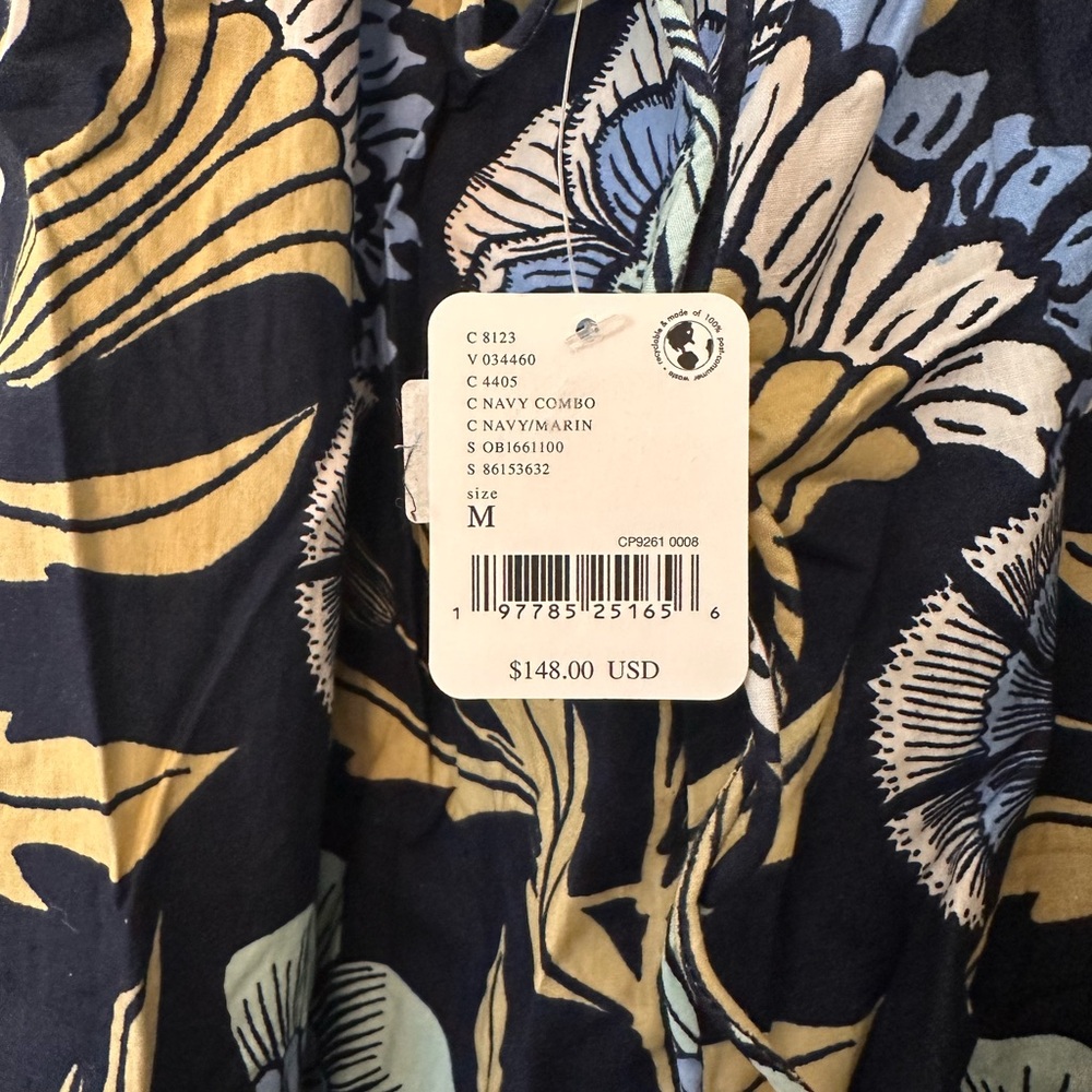 Free People Navy Blue Floral Maxi Jumpsuit with Light Blue and Olive Accents - Picture 2 of 5